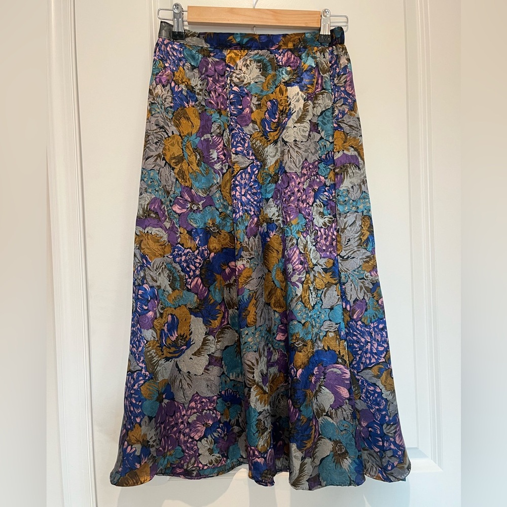 Vintage Silk Floral Skirt